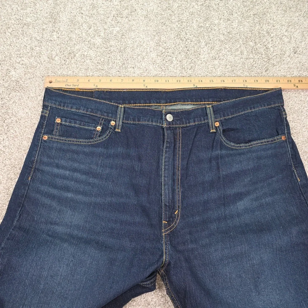 Levis 505 Regular Fit Jeans Mens 42x32 Dark Wash Indigo Straight Leg Denim